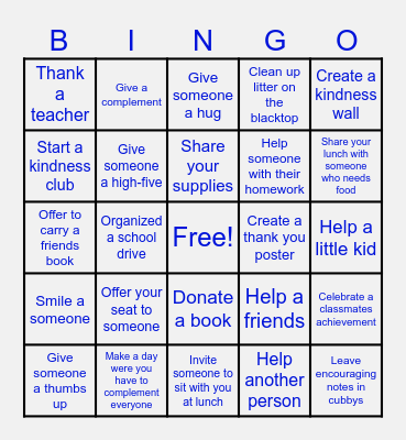 Kindness Bingo Card Bingo Card