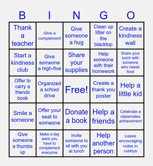 Kindness Bingo Card Bingo Card