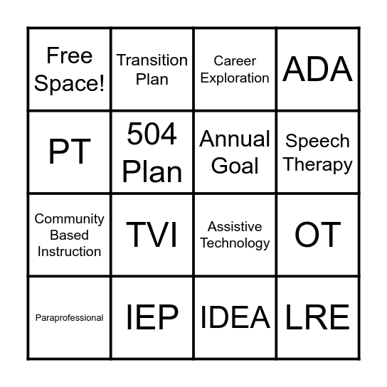 Family Night Bingo Card