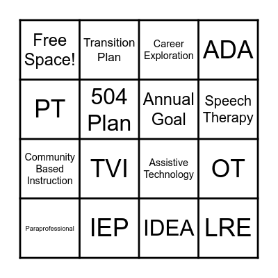 Family Night Bingo Card