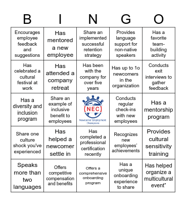 Retention Strategies Bingo Card