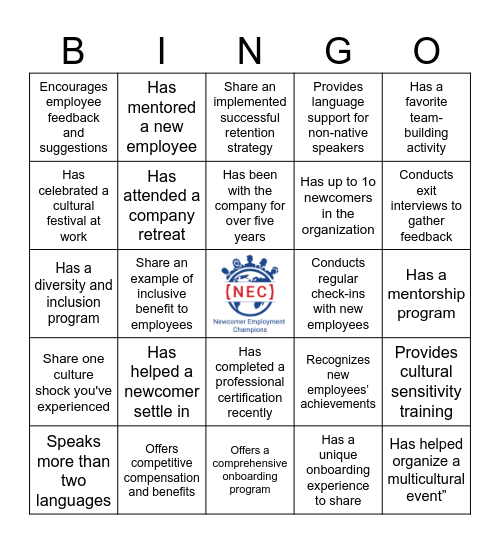 Retention Strategies Bingo Card