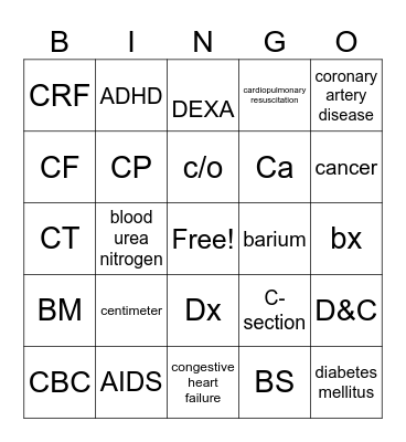 A-C BINGO Card