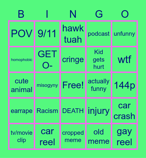 intergram Bingo Card