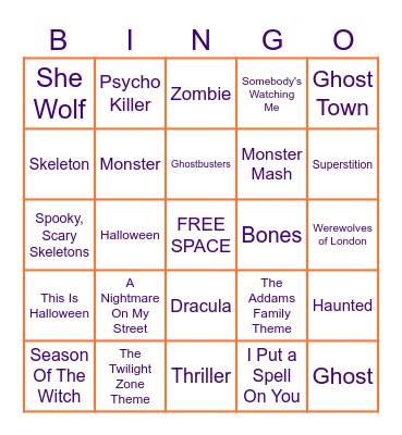 Halloween BINGO Card