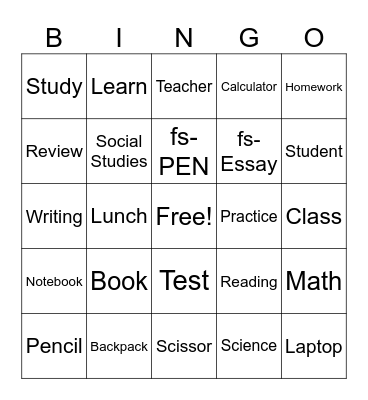 School-related Signs Bingo Card