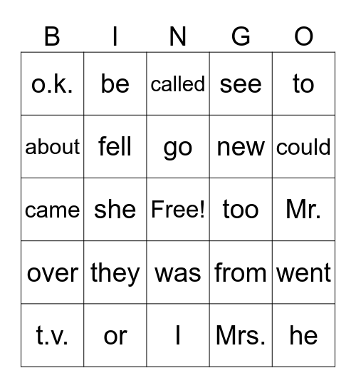 27 Bingo Card