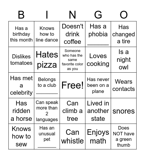 FES Bingo Card