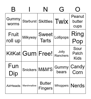 Candy Bingo Card