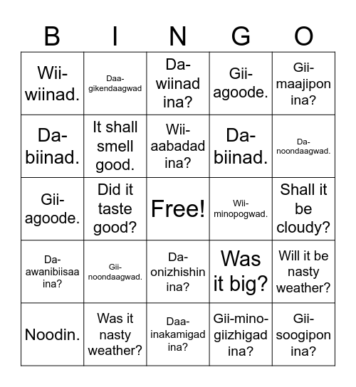 Untitled Bingo Card