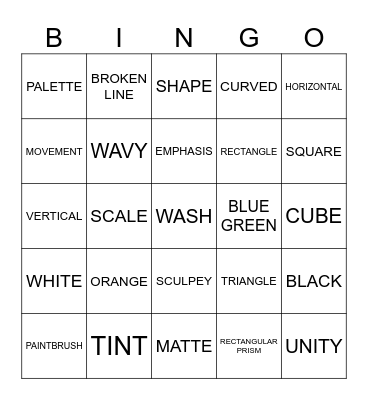 ART STUFF TO KNOW Bingo Card