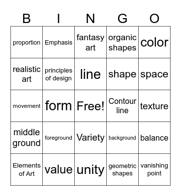 Art Review Bingo Card