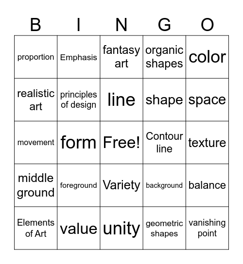 Art Review Bingo Card