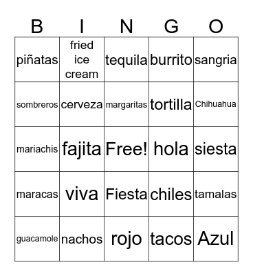 FIESTA Bingo Card