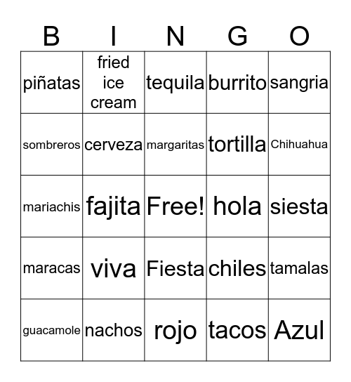 FIESTA Bingo Card