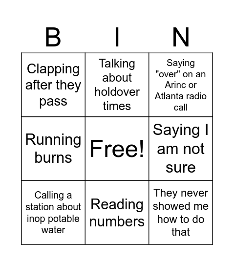 Comp check bingo Card