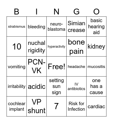 Test 3 Bingo Card