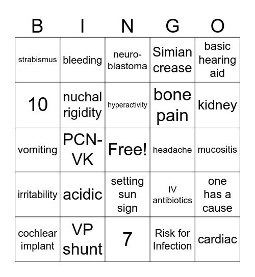 Test 3 Bingo Card