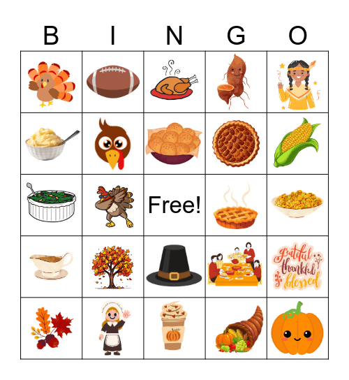 Turkey Time Bingo Card