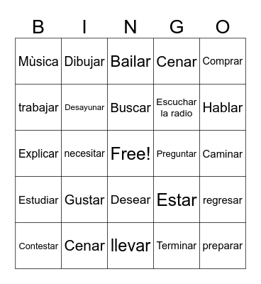 SPANISH Bingo Card