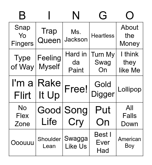 Bri & Quent Bday Bingo (Rap) Bingo Card