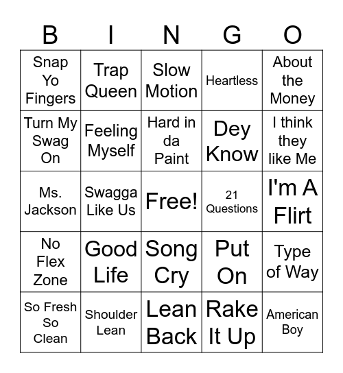Bri & Quent Bday Bingo (Rap) Bingo Card