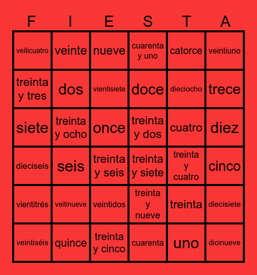 ¡Fiesta! Bingo Card