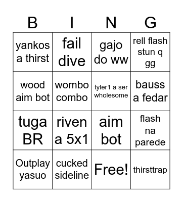 fun of legends Bingo Card
