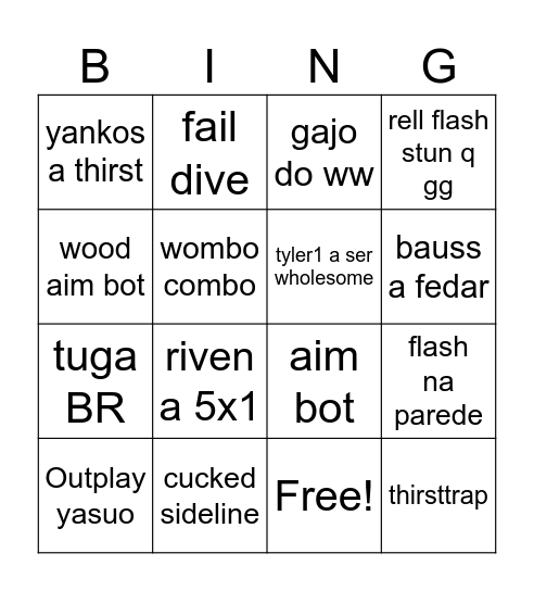fun of legends Bingo Card