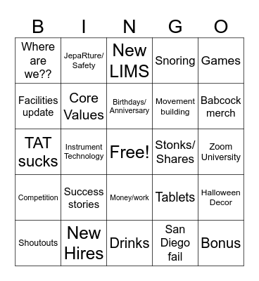 10/24/24 Big meeting Bingo Card