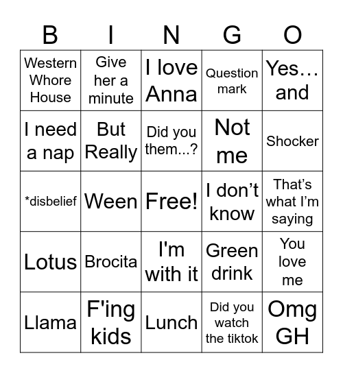 Crisis Bingo Card