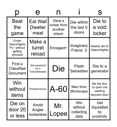 Pressure Bingo Card