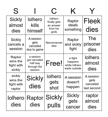 dnd bingo Card