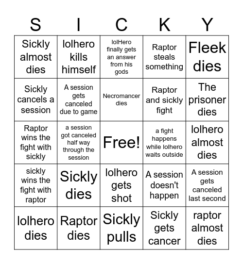 dnd bingo Card