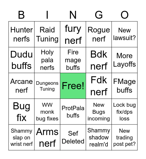 MonkA tuning? Bingo Card