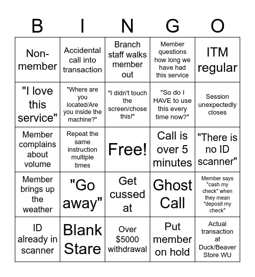 Virtual Services Bingo Card