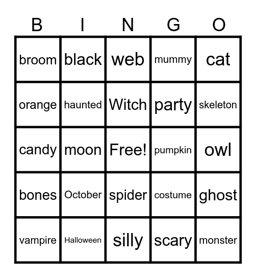 Halloween Fun Bingo Card