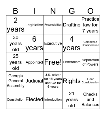 Government  Bingo Card