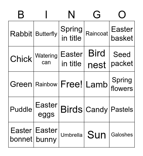 Spring/Easter Bingo Card