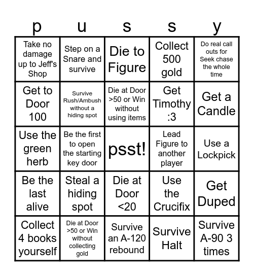 Doors Bingo Card