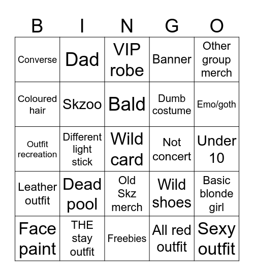 Stray Kids Bingo Card