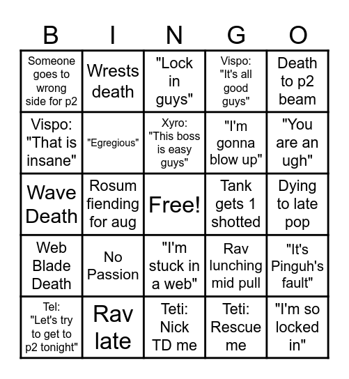 Dumpy Mommy Prog Day 1 Bingo Card