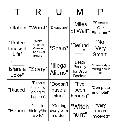 Presidential Debate Card Bingo Card