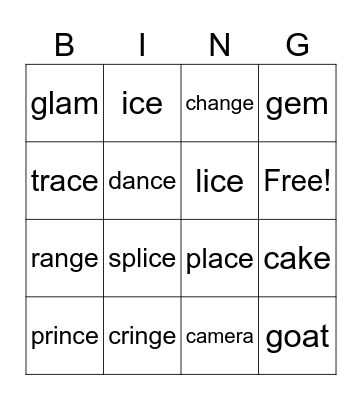 Soft and Hard C/G Bingo Card