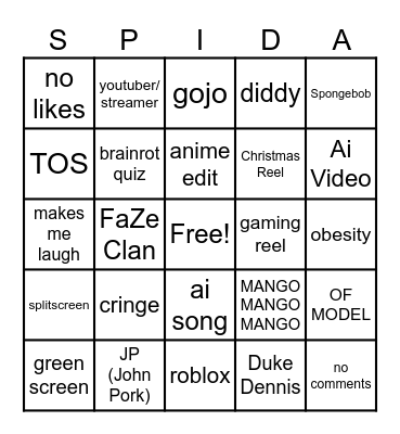 INSTAGRAM BINGO BOARD Bingo Card