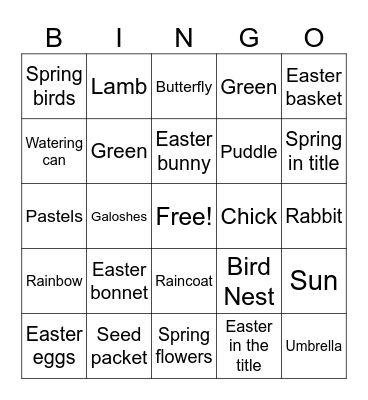 Spring/Easter Bingo Card