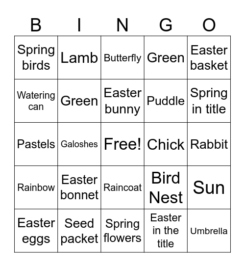 Spring/Easter Bingo Card