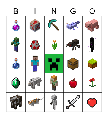 MINECRAFT Bingo Card