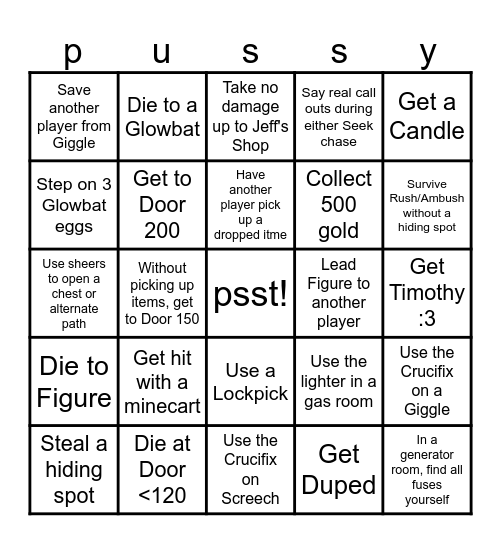 Doors Bingo Card