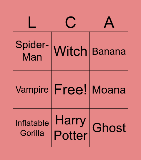 Costume Day BINGO 2024 Bingo Card